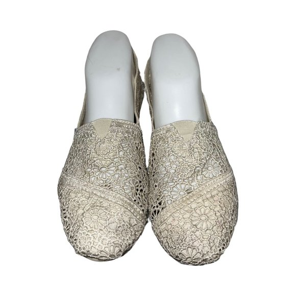 Toms Cream Floral Lace Lightweight Ballet Flats Women's 7.5 - Picture 3 of 10